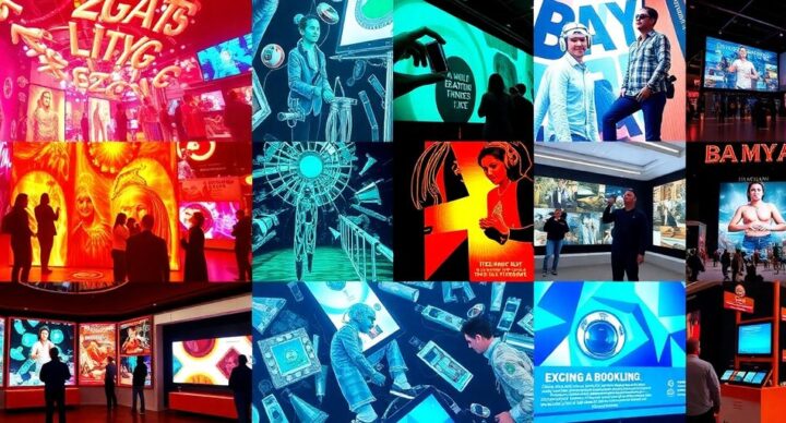 Collage of captivating interactive advertising examples.